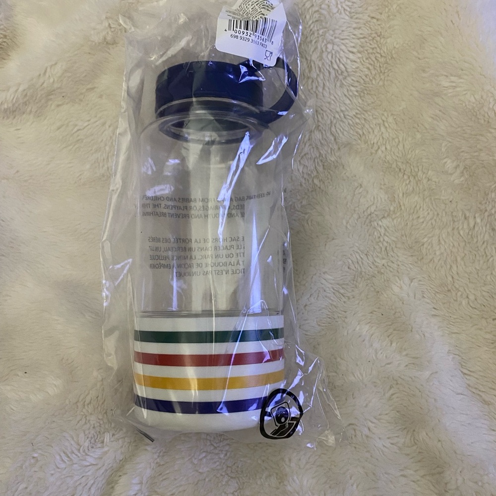 Hudson Bay Stripes Water Bottle with Built-in Cup NWT